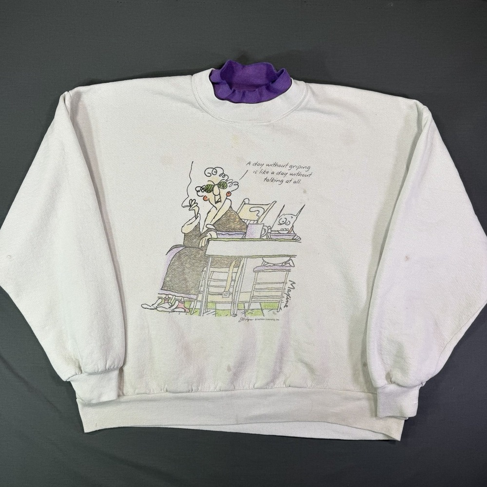 John Wagner Maxine Comic Crewneck Sweatshirt Sz XL White Made In USA